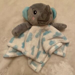 Fisher Price Elephant Grey Blue White Baby Plush Security Blanket Lovey